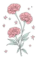 mexican art carnations with stars scattered along tattoo design idea