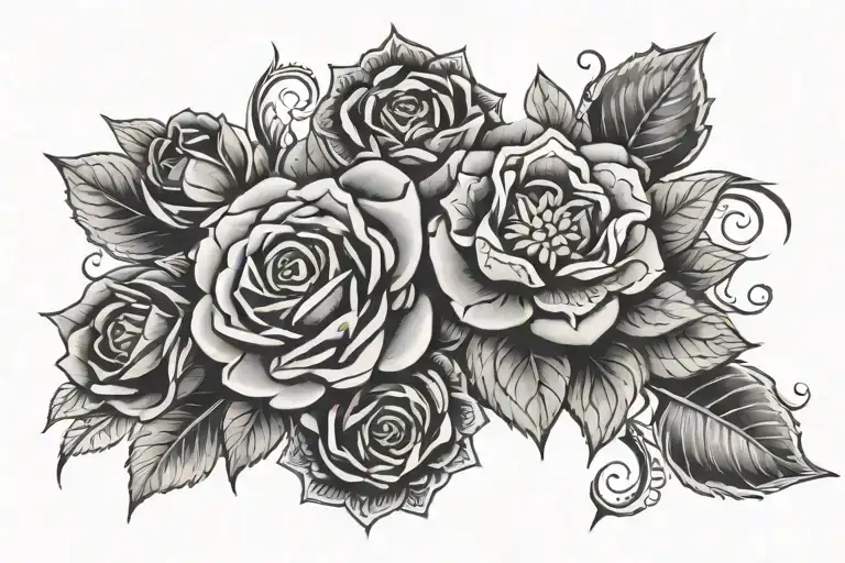 Mandalas and roses tattoo design idea