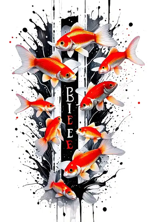 "Believe", scattered around vertically, and written with a sharpie . Add in goldfish swimming around.  tattoo design idea
