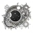 henna inspired patterns moon lilith tattoo design idea