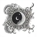 henna inspired patterns moon lilith tattoo design idea