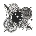 henna inspired patterns moon lilith tattoo design idea