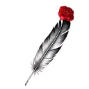 feather and a red carnation tattoo design idea