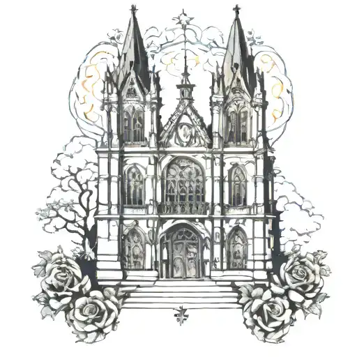 gothic cathedral tattoo design idea