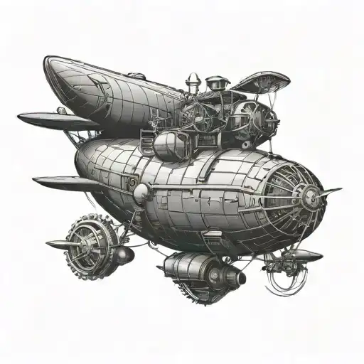 steampunk Goodyear blimp tattoo design idea