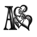 initials A & S letters with heart shaped locket tattoo design idea