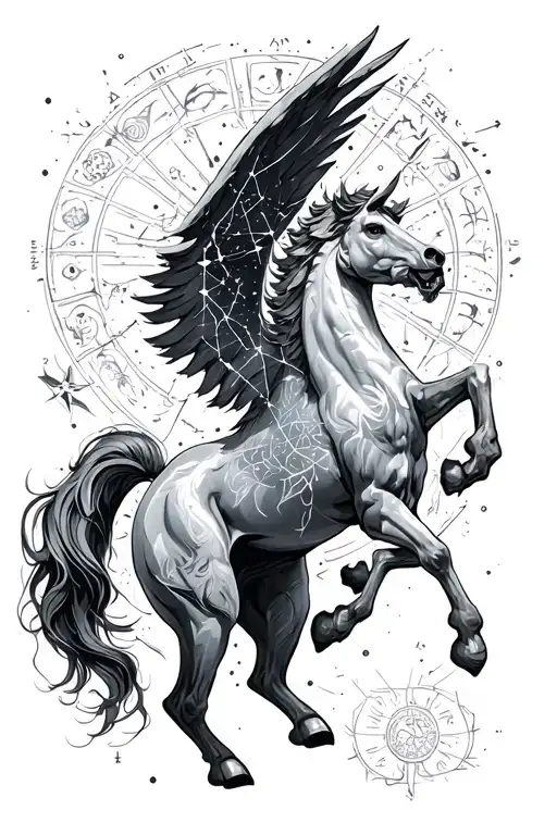 name hrithik zodiac aquarius constellation mythology pegasus lucifer tattoo design idea