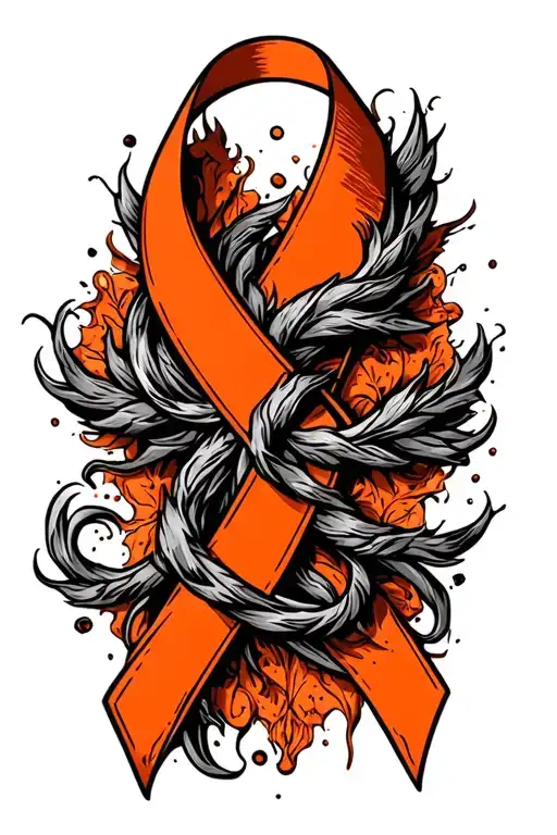 kidney cancer orange ribbon on a design representing roman strength tattoo design idea