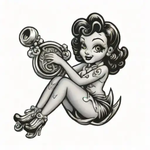 betty boop, aquarius zodiac sign, 1950s retro pin up girl tattoo design idea