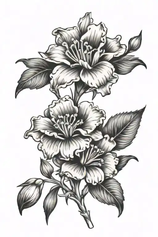 carnation and snowdrop flower tattoo design idea