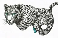 snow leopard walking tattoo design idea