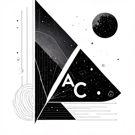 I want a geometrical, line work, space themed tattoo discretely containing the initials V A C tattoo design idea