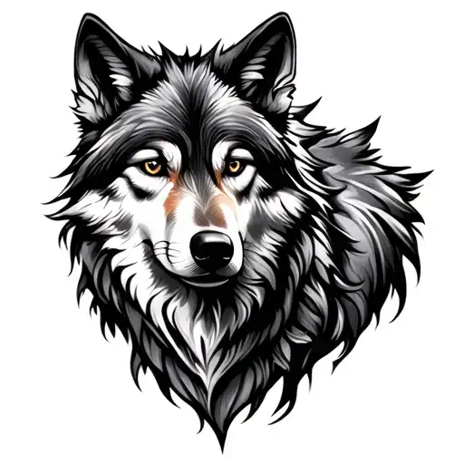 wolf tattoo that signifies the love I have for my two children tattoo design idea