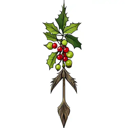 mistletoe arrow tattoo design idea