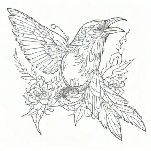 name raven in a butterfly tattoo design idea