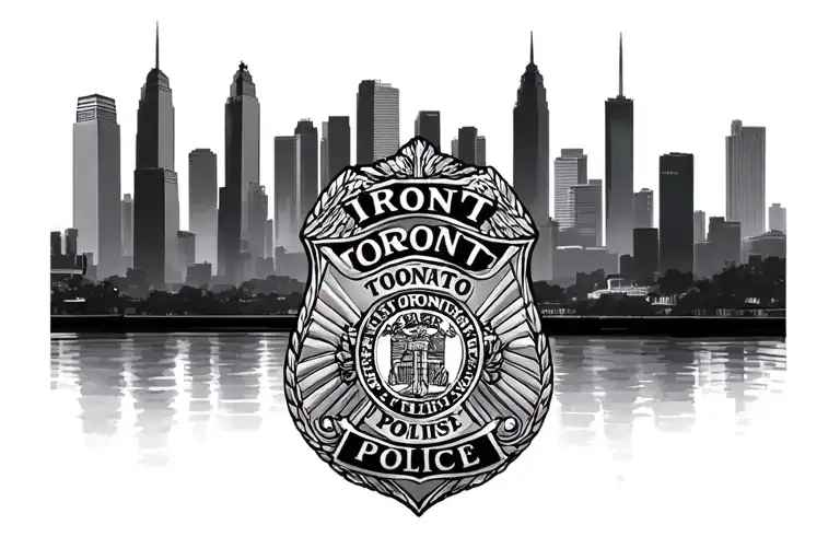 Toronto sky line with Toronto police badge intertwined tattoo design idea