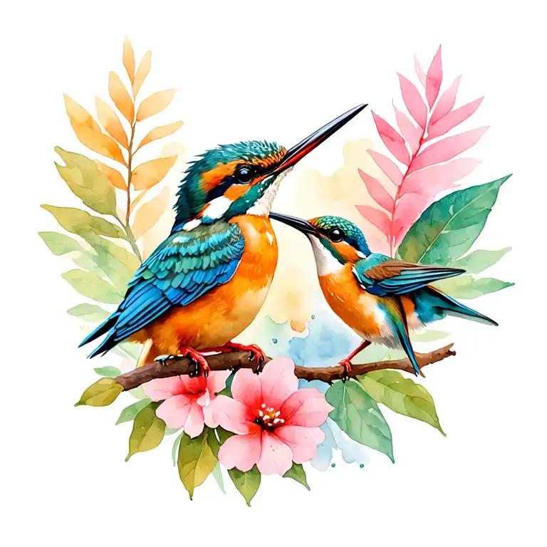 kingfisher, quetzal bird and humming bird tattoo design idea
