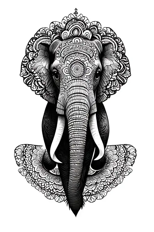 simple mandala elephant tattoo design idea