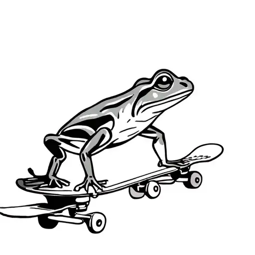 frog on skate board tattoo design idea