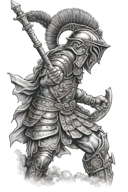roman warrior tattoo design idea