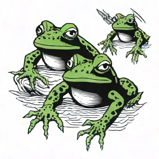 three ninja frogs tattoo design idea