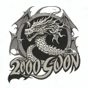 dragon and 2000 written inside surrounded tattoo design idea