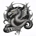 dragon and 2000 written inside surrounded tattoo design idea