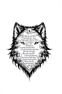 Wolf Spirit with Poem written tattoo design idea
