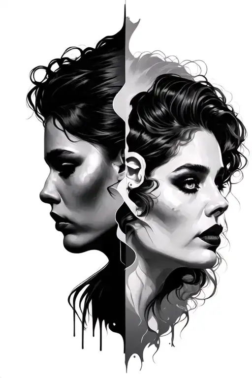 Split Personality tattoo design idea