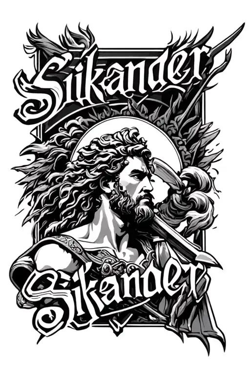 "Sikander" "Sikander" Alexander The Great In Battle tattoo design idea
