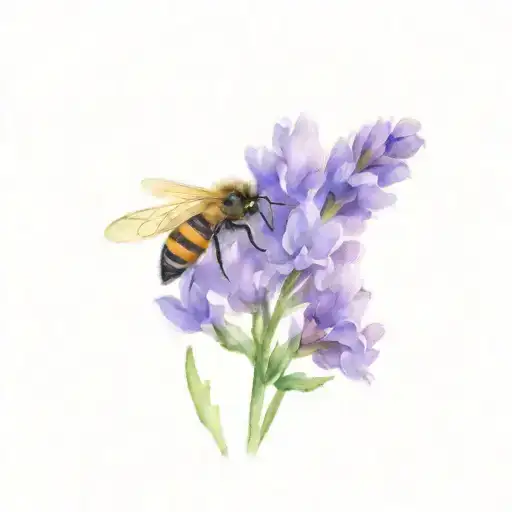 lavender with bee tattoo design idea