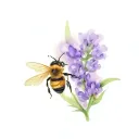 lavender with bee tattoo design idea