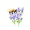 lavender with bee tattoo design idea