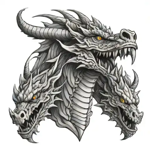dragon 3 head tattoo design featuring tattoo design idea