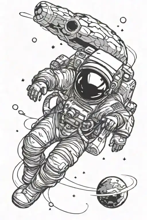 astronaut floating in space tattoo design idea