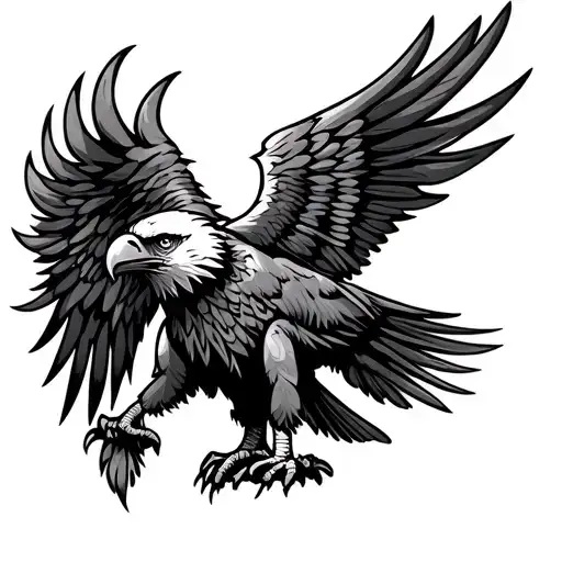 SIMPLE TRIBAL EAGLE WITH WINGS tattoo design idea