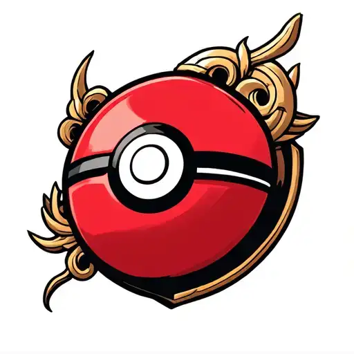 Pokeball in the style of the hylian shield tattoo design idea