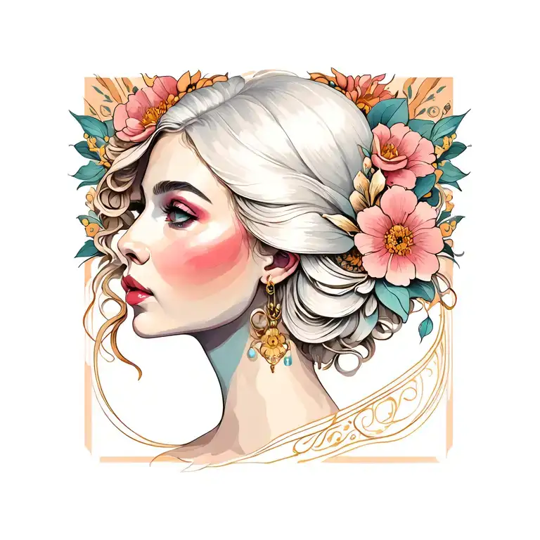 ladies head tattoo design idea