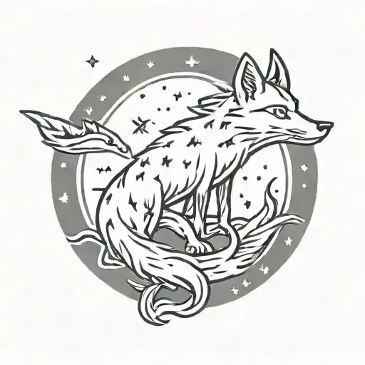 Fox moon stars sea vikings slav tattoo design idea