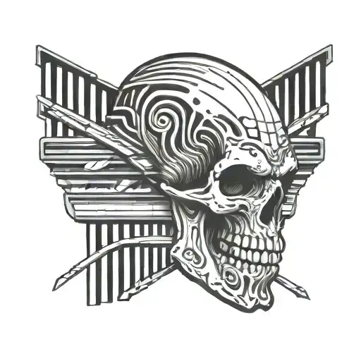 piano keys and skull and werewolf tattoo design idea