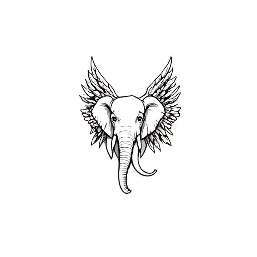 angel elephant tattoo design idea