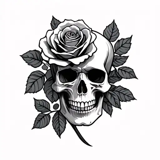 skull roses tattoo design idea