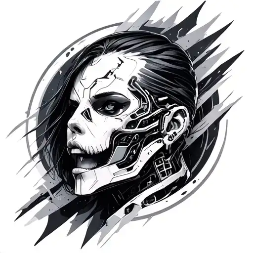 cyberpunk 2077 cyberware symetrical tattoo design idea