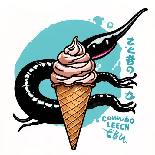 "Combo Leech" a leech eating a choc top ice cream cone tattoo design idea