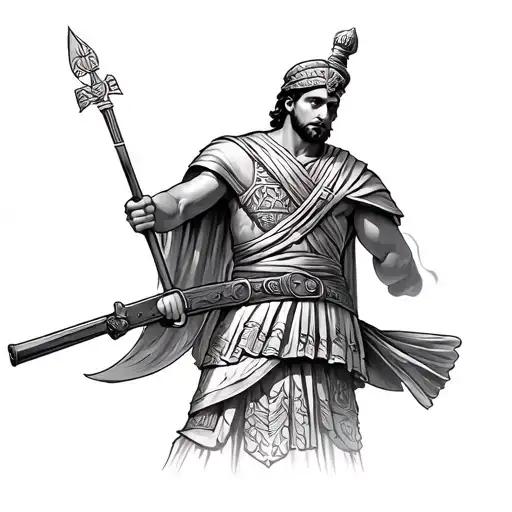 Greek soldier with Olympus tattoo design idea