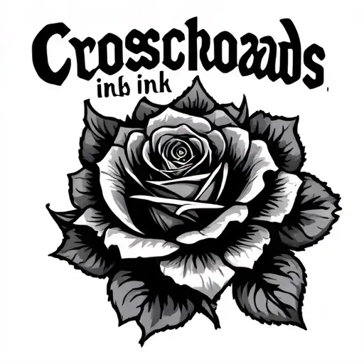 A tattoo studio logo thats gothis but femine with the name crossroads ink. tattoo design idea