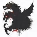 bipolar affectivity dragon two heads looking tattoo design idea