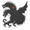 bipolar affectivity dragon two heads looking tattoo design idea