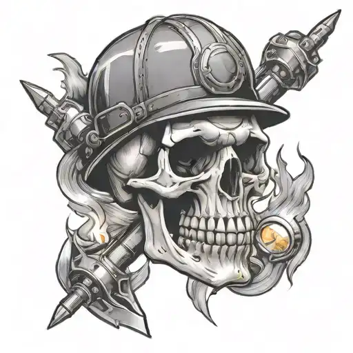 welding skull with torches instead of bones tattoo design idea