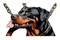 rottweiler with a chain side view tattoo design idea